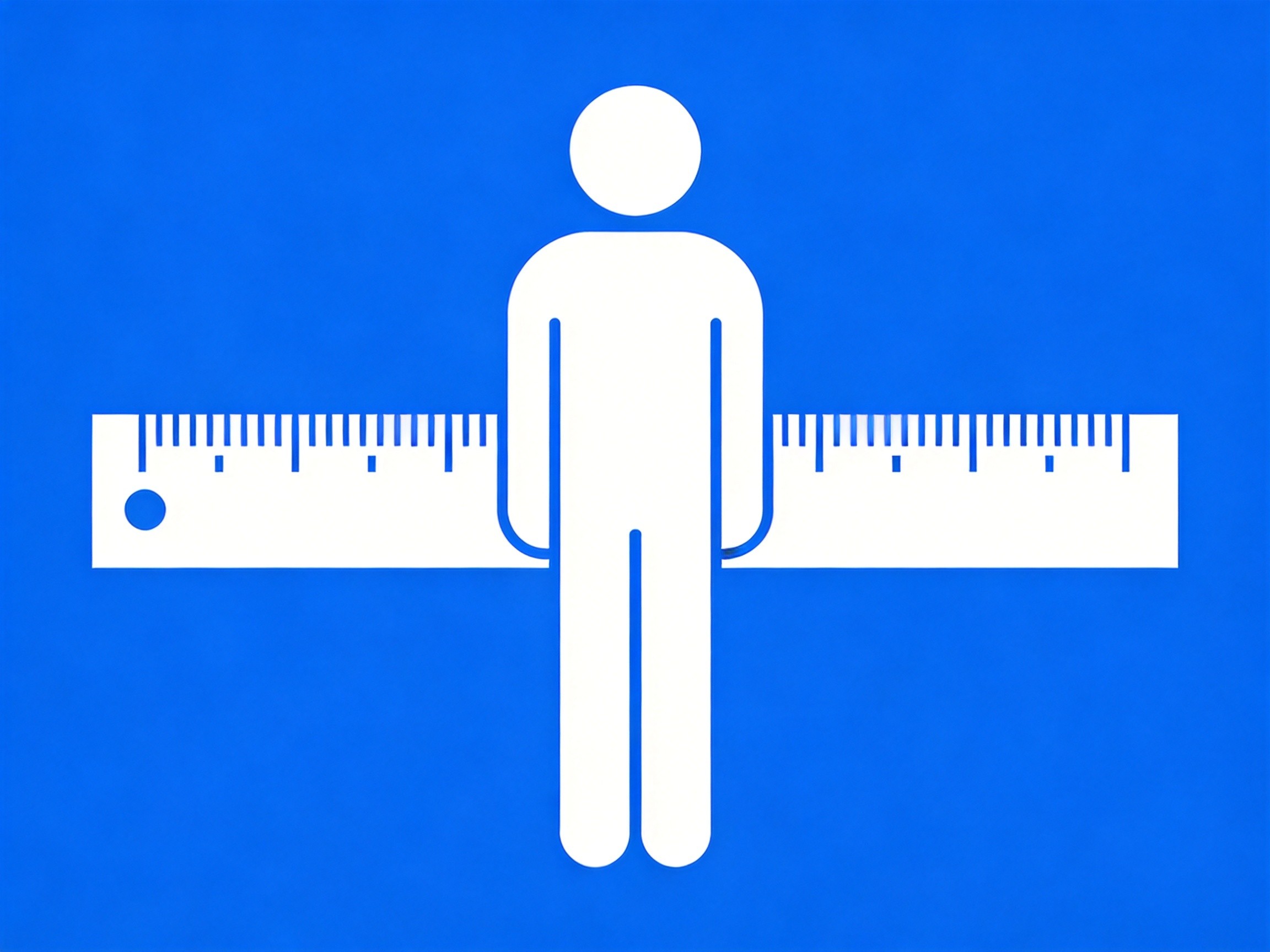 BMI calculator illustration showing human body silhouette with measuring ruler