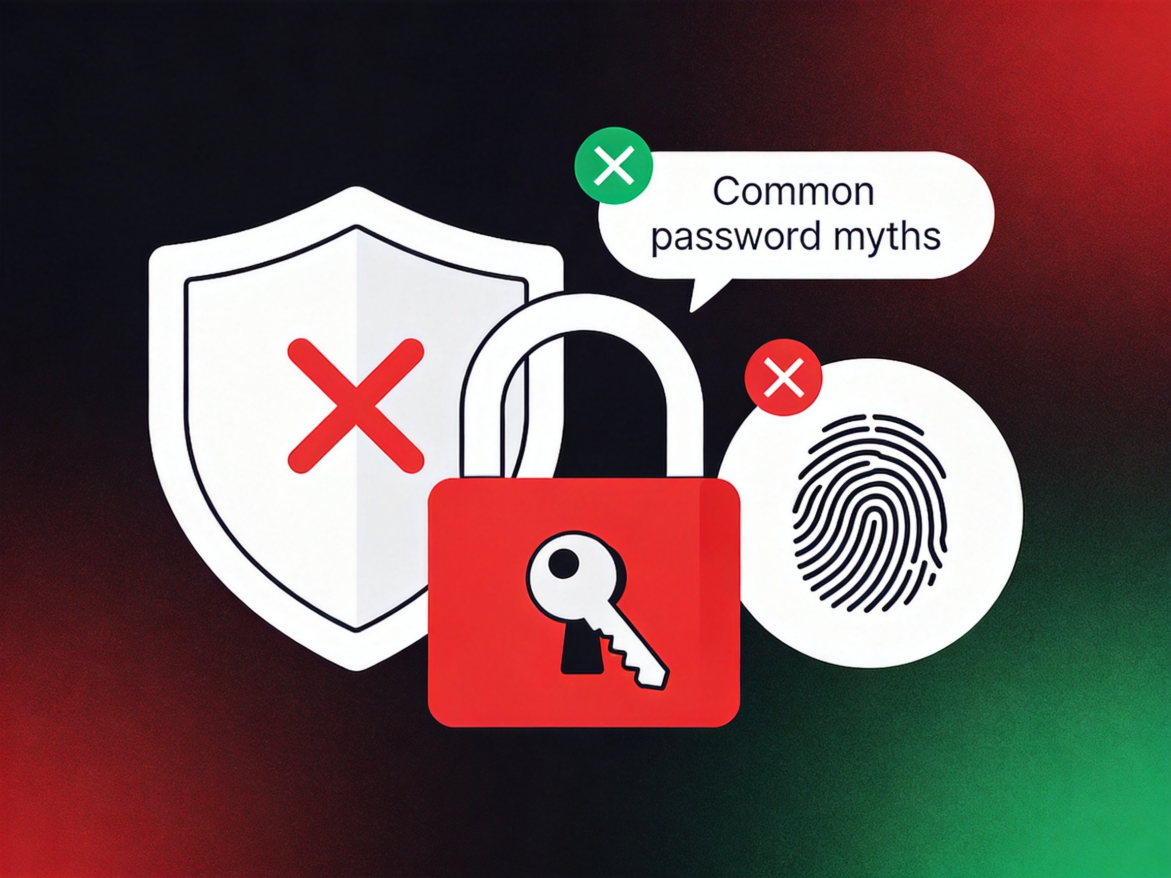 Password security concept with padlock, shield and warning symbols
