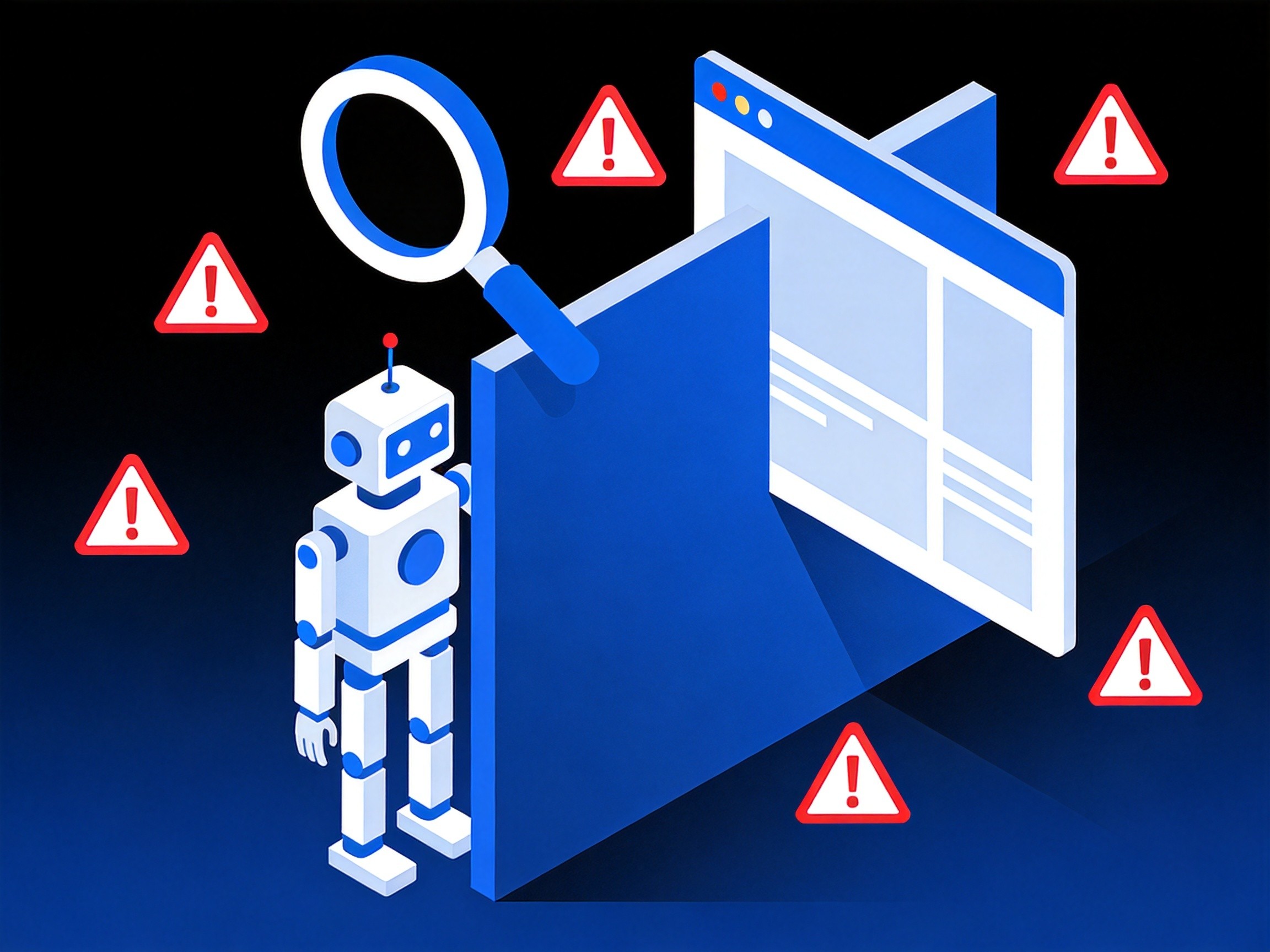 Robot blocked by wall illustration representing robots.txt SEO mistakes